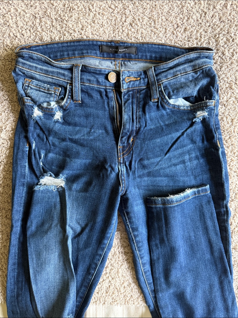 Flying Monkey Ripped Dark Blue Skinny Jeans